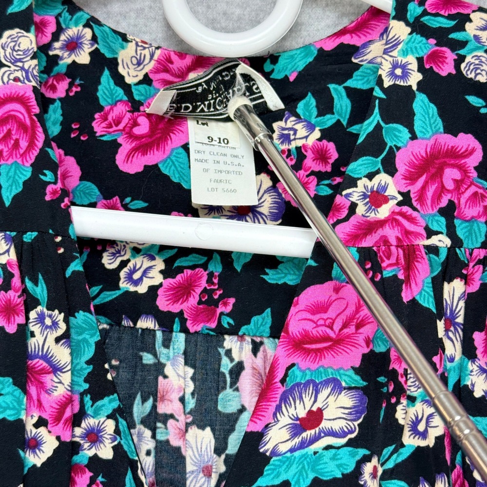 E.D. Michaels Floral Romper 9/10P Multicolor VTG 90s Cottagecore Shoulder Pads - Picture 15 of 15